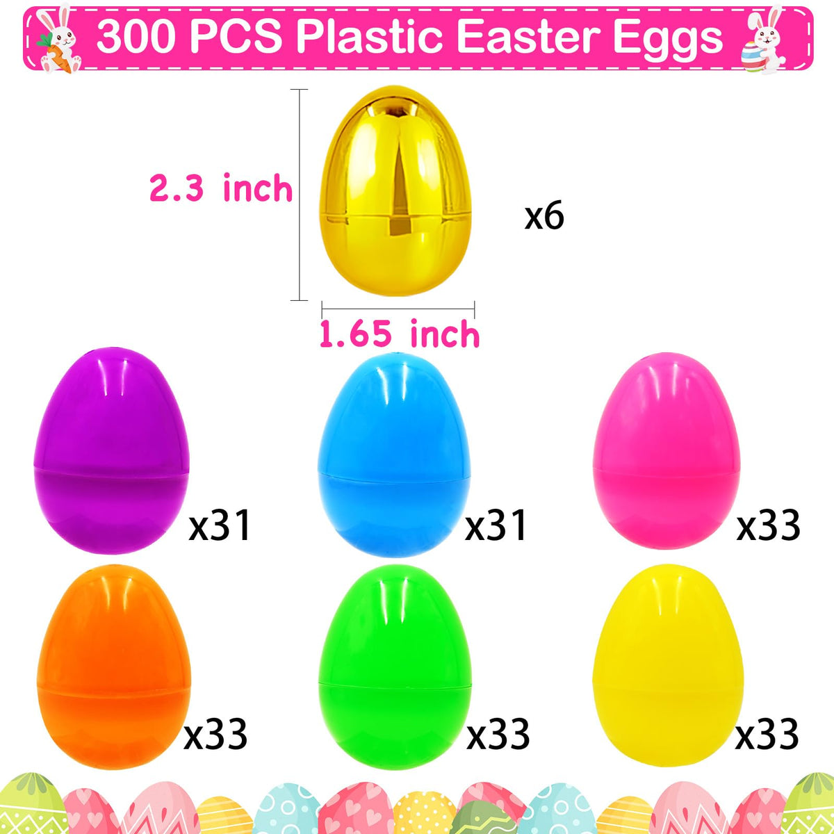 Olixmlya 300-pack colorful plastic eggs for parties.