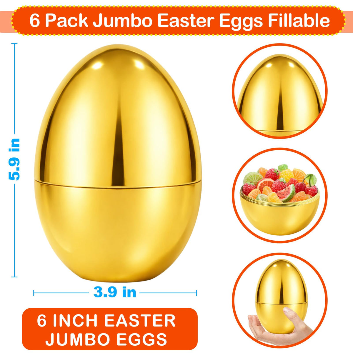 Olixmlya 6inch jumbo golden Easter egg open reveals a prize idea