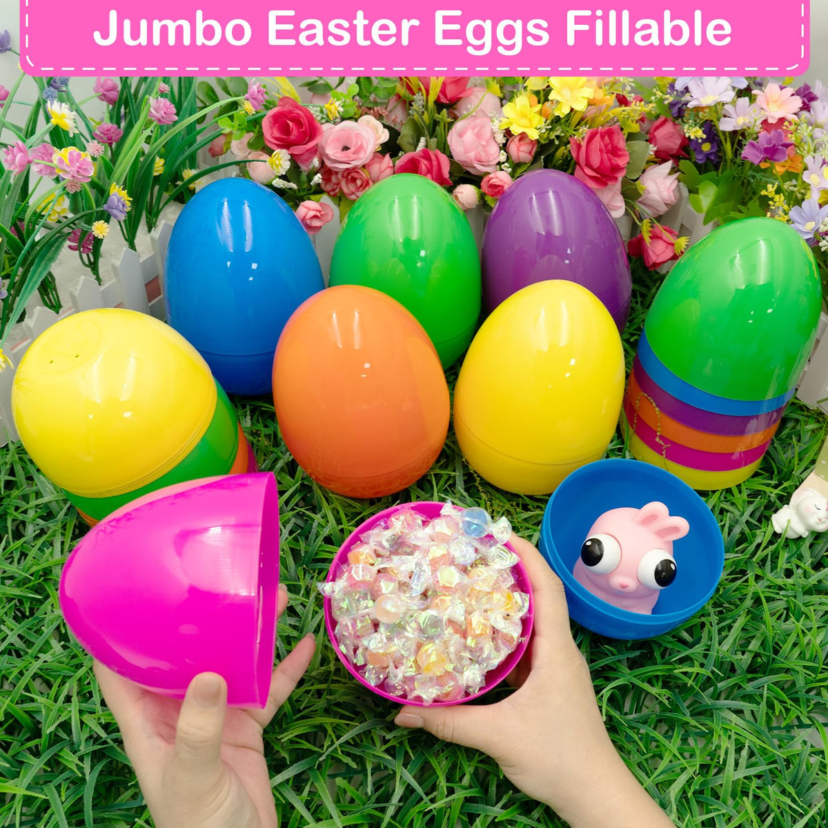 Olixmlya six color jumbo eggs pack for vibrant Easter celebrations.