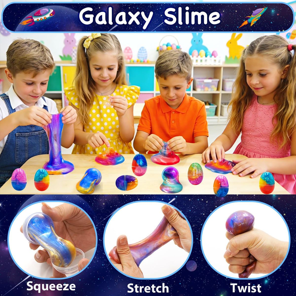 Olixmlya easy-open plastic eggs for mess-free play.