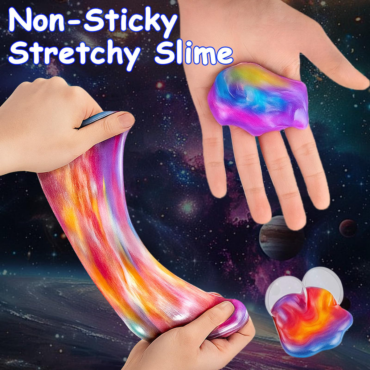 Olixmlya Galaxy Slime Balls non-sticky design stays tidy during play