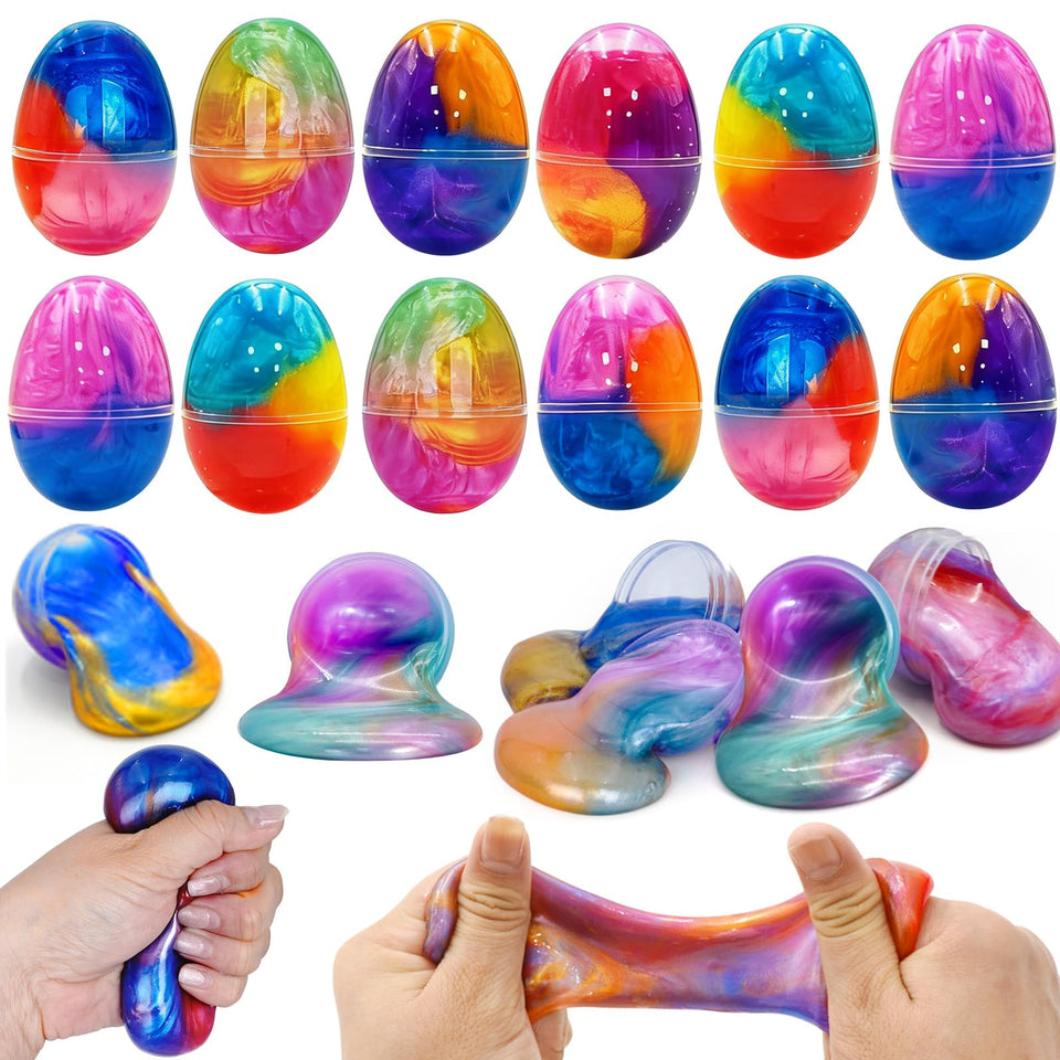Olixmlya galaxy slime eggs 12-pack ready for Easter egg hunts.