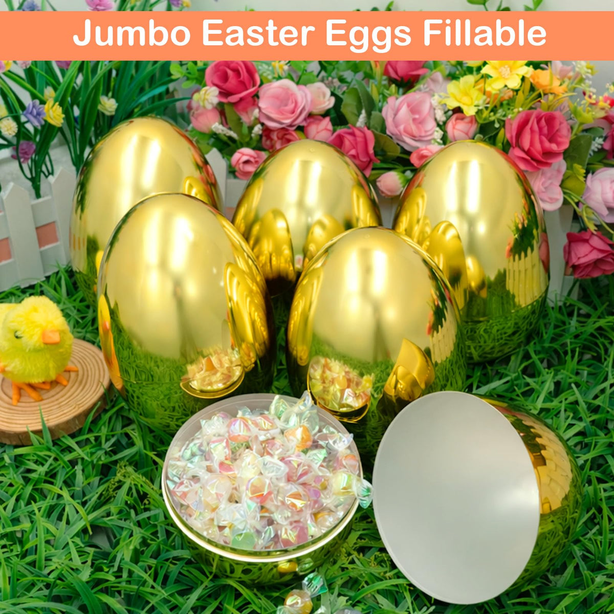 Olixmlya golden Easter egg open-close design with smooth edges for easy handling.