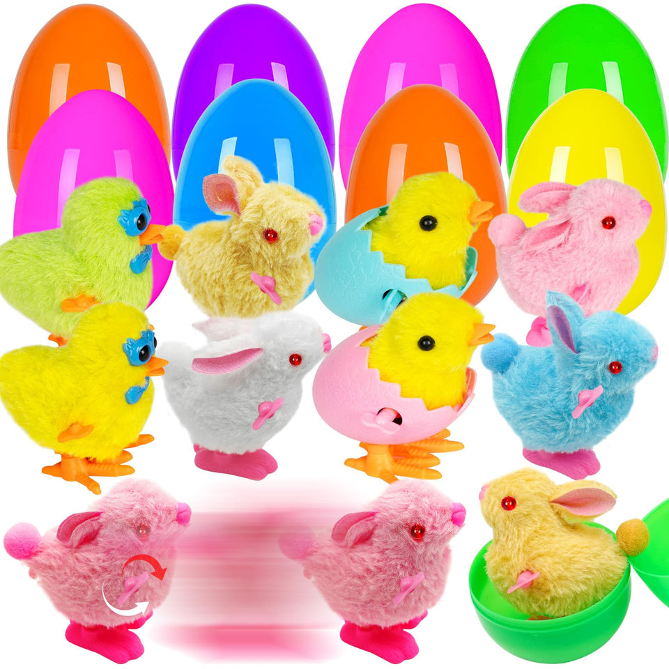 Olixmlya jumbo Easter egg wind-up chicks for egg hunts and classroom surprises.