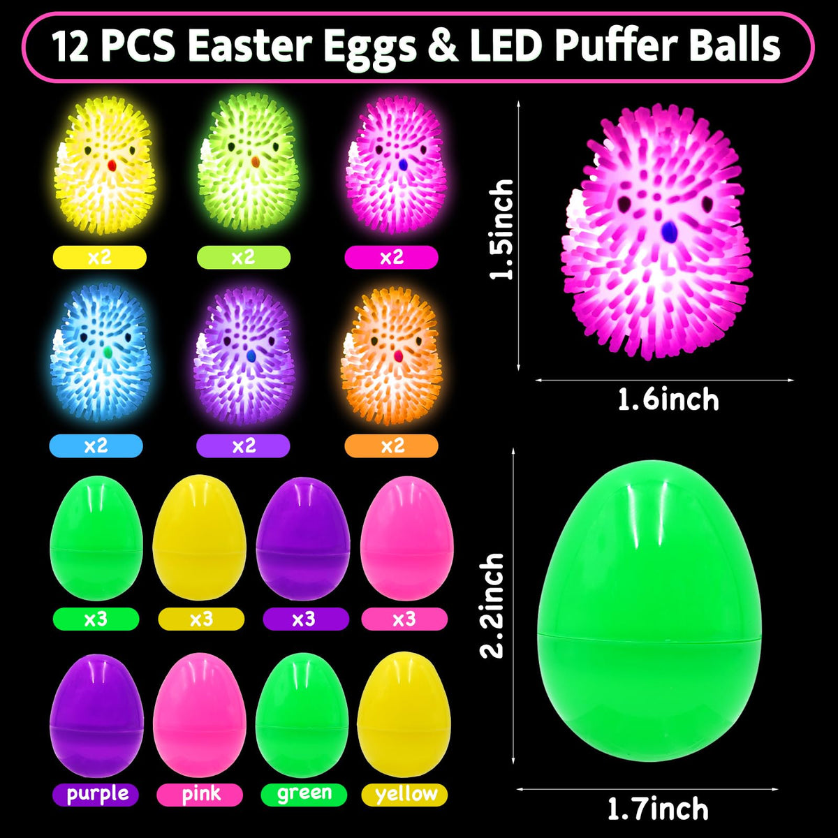Olixmlya LED light-up eggs display vivid color-changing lights