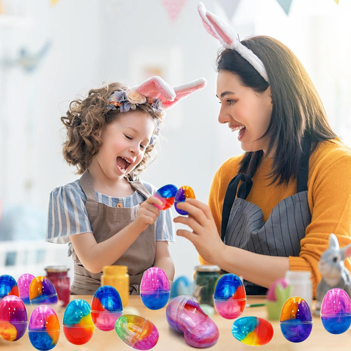 Olixmlya six-color slime kit inside each egg for varied fun.