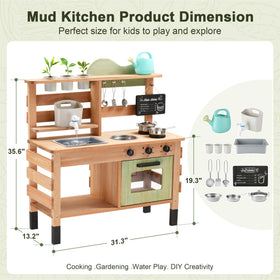 OLLIKIVI wooden mud kitchen featuring planting area sparks gardening-themed imaginative play