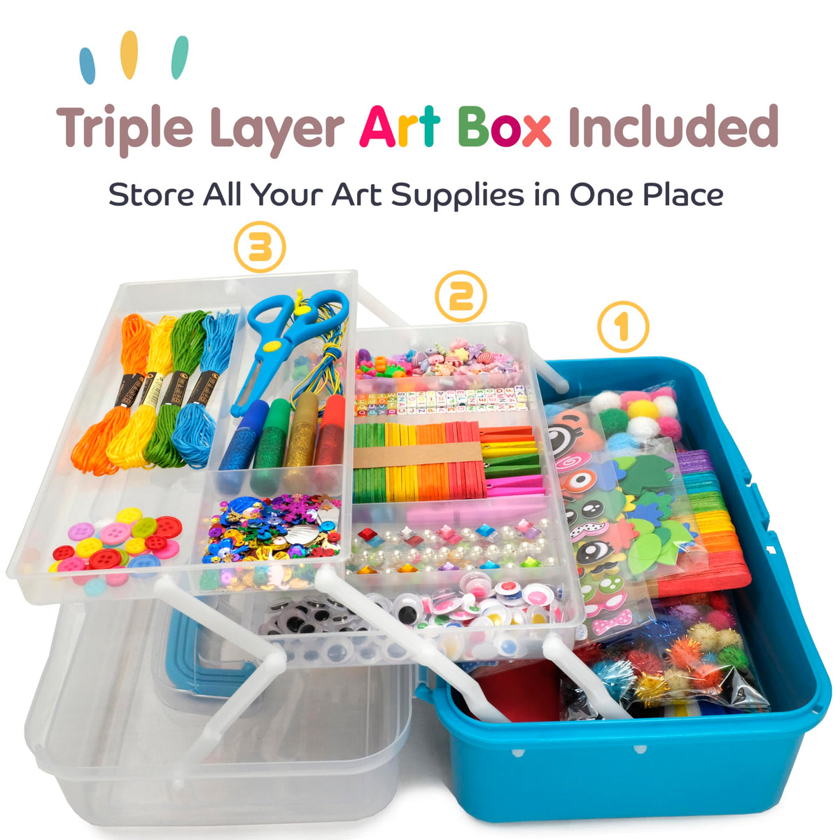 Olly Kids Craft Box with kids creating, hands-on activity and bright supplies