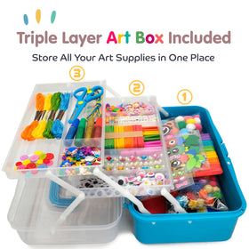 Olly Kids Craft Box with kids creating, hands-on activity and bright supplies