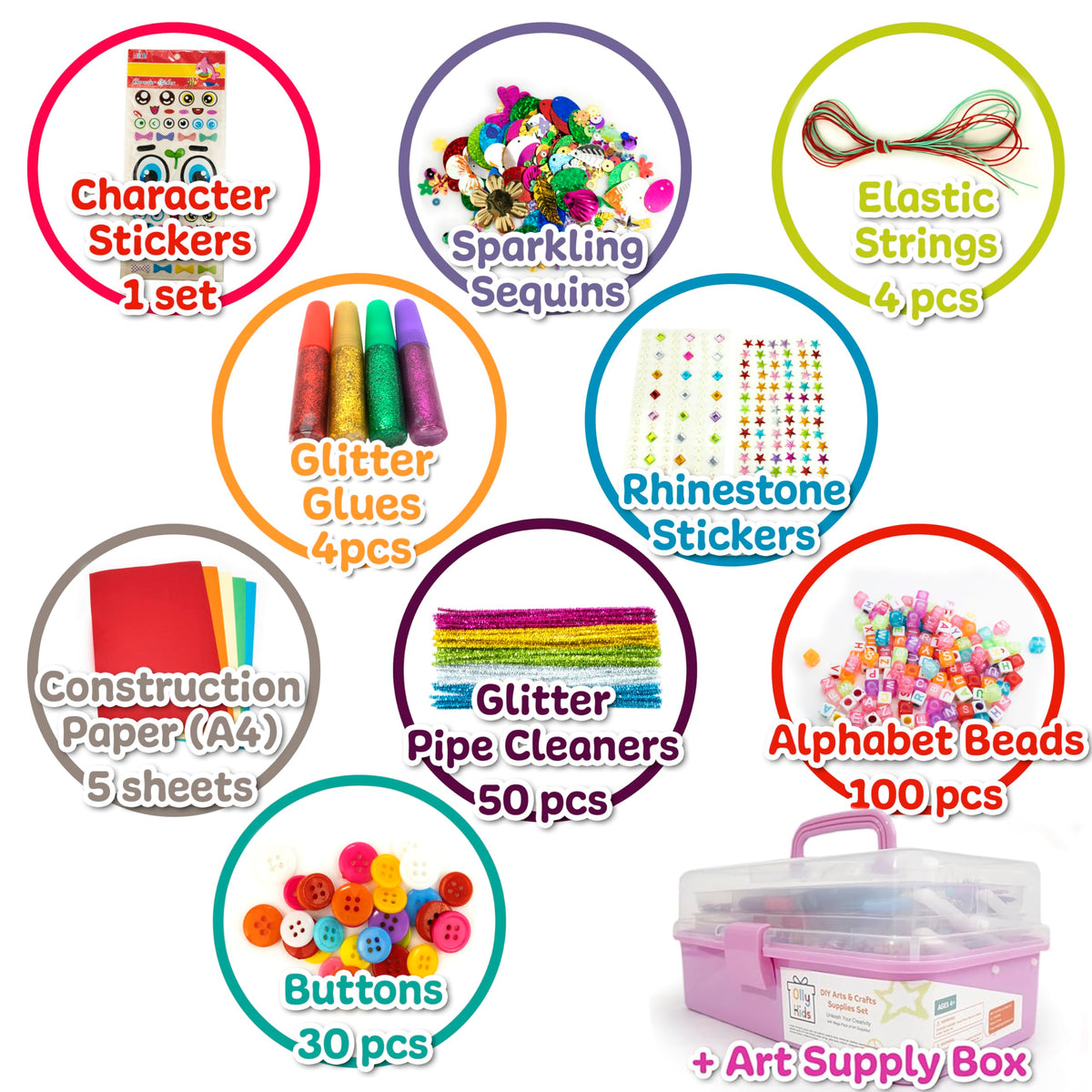 Olly Kids three-layer art box organization with dedicated trays