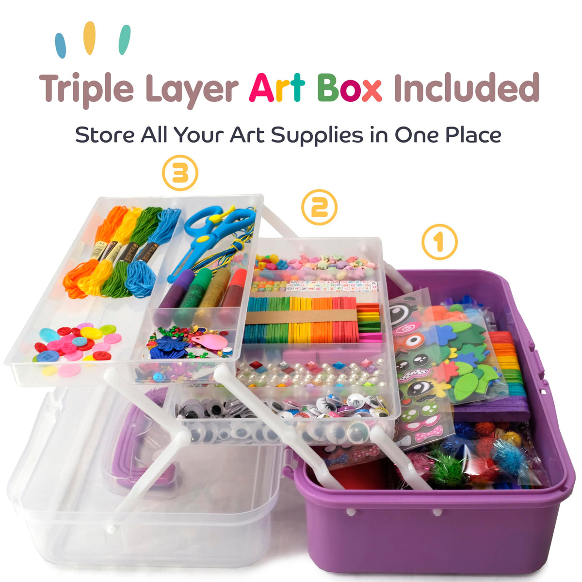 Olly Kids triple-layer-box-storage keeps components organized and portable.
