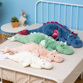 Ololele little weighted dragon blue side view showcasing plush comfort