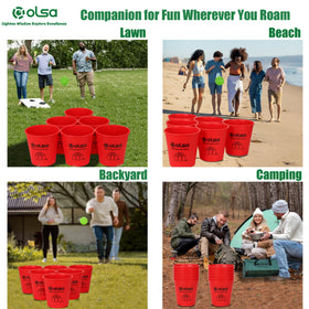 OLSA Yard Pong setup on lawn is ideal for backyard gatherings.