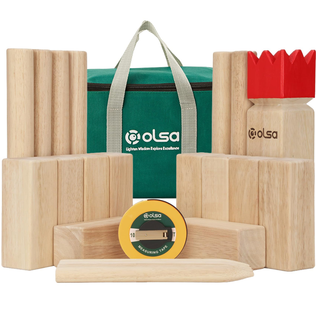 OLSA Kubb set with bag ready for backyard play and transport