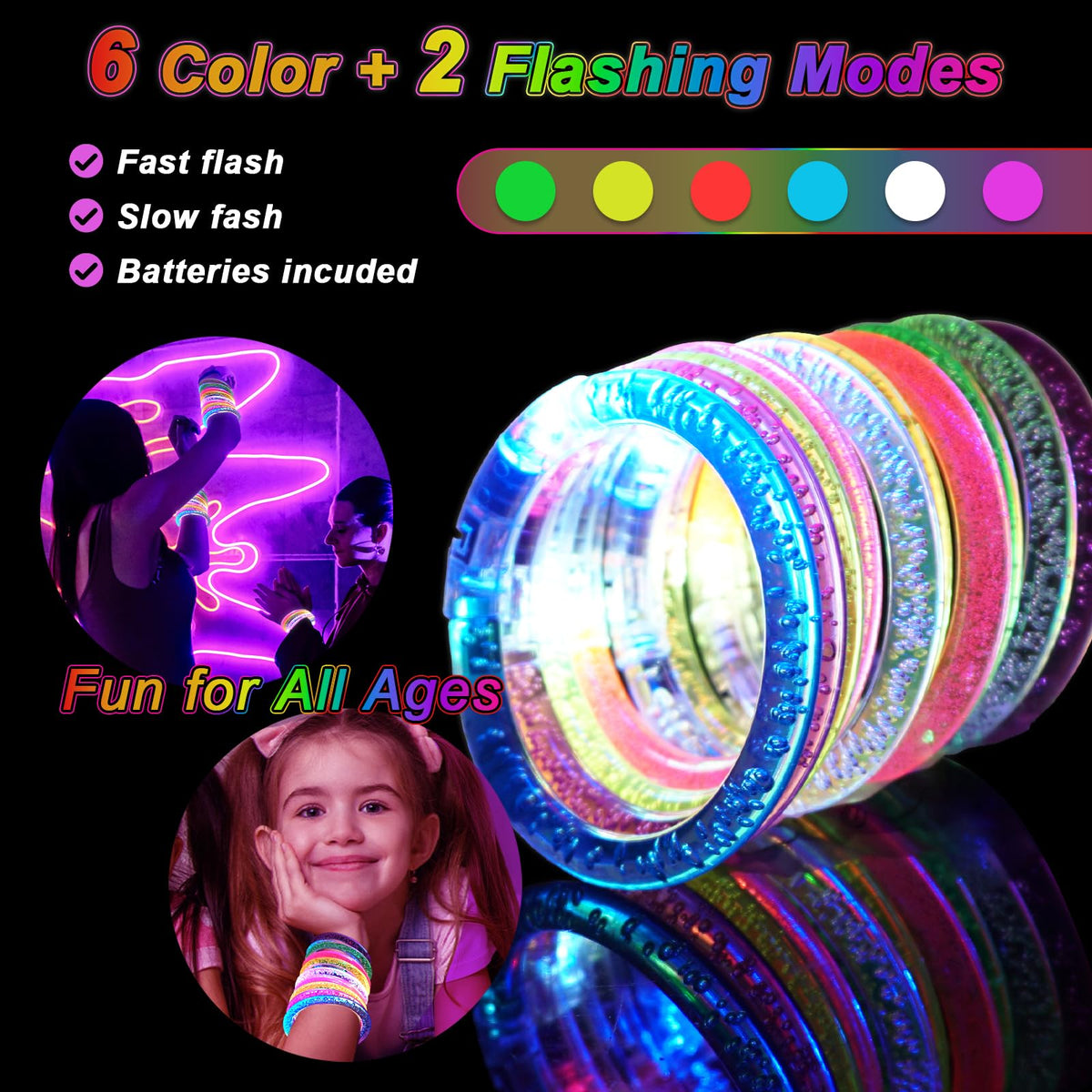 OLUPP acrylic LED bracelets are lightweight and durable for extended use