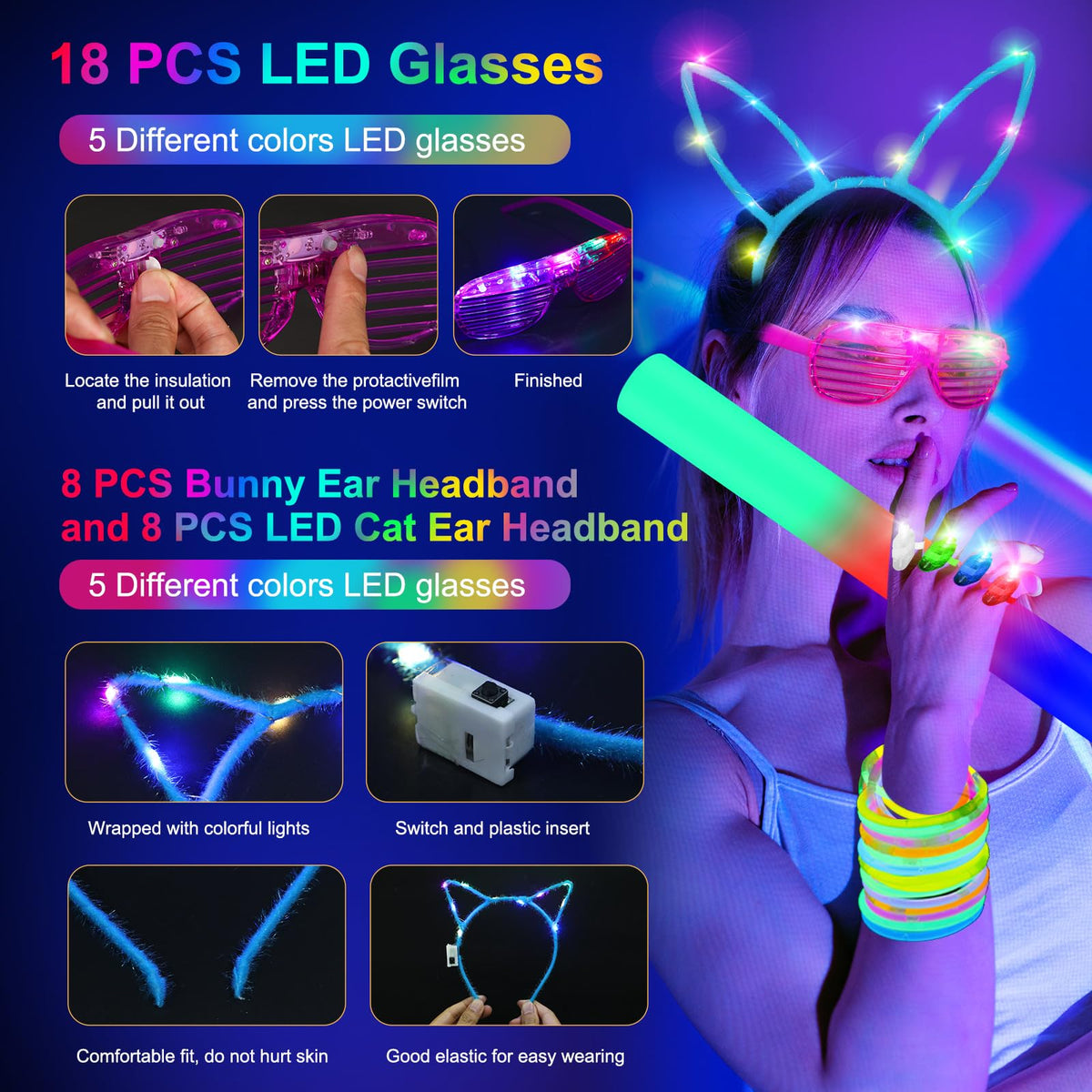 OLUPP cat ear headband LED offers chic glow for concerts and events