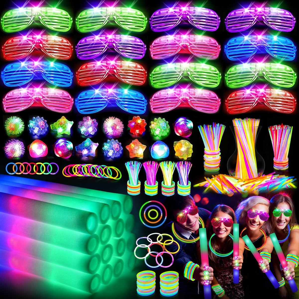 OLUPP foam glow sticks 16 pcs glow brightly for fun, safe party lighting.