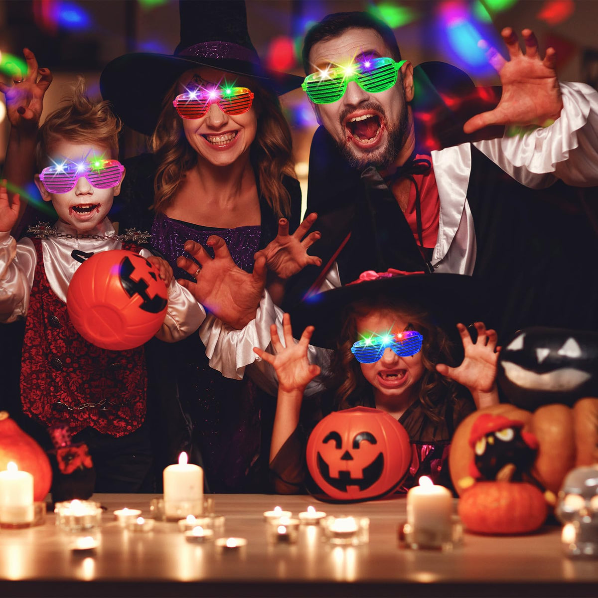 OLUPP glow glasses in use at party lighting up crowds with vibrant color