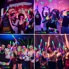 OLUPP glow sticks 100 pcs provide long-lasting neon lighting for crowds and decor.
