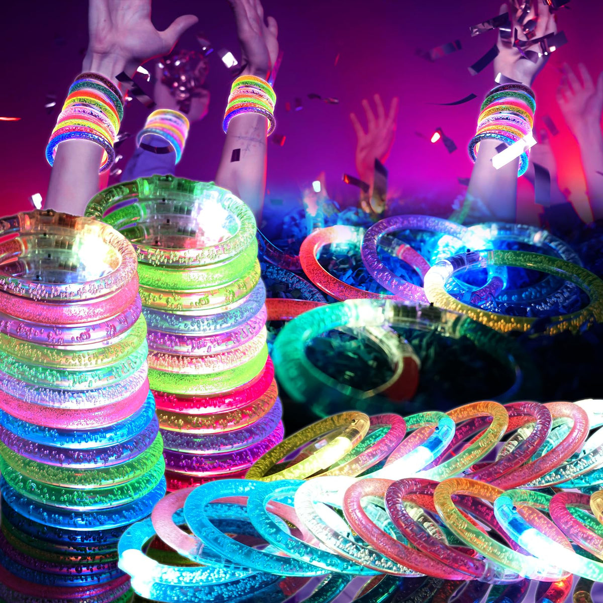 OLUPP LED bracelets in six colors glow brightly for nightlife parties