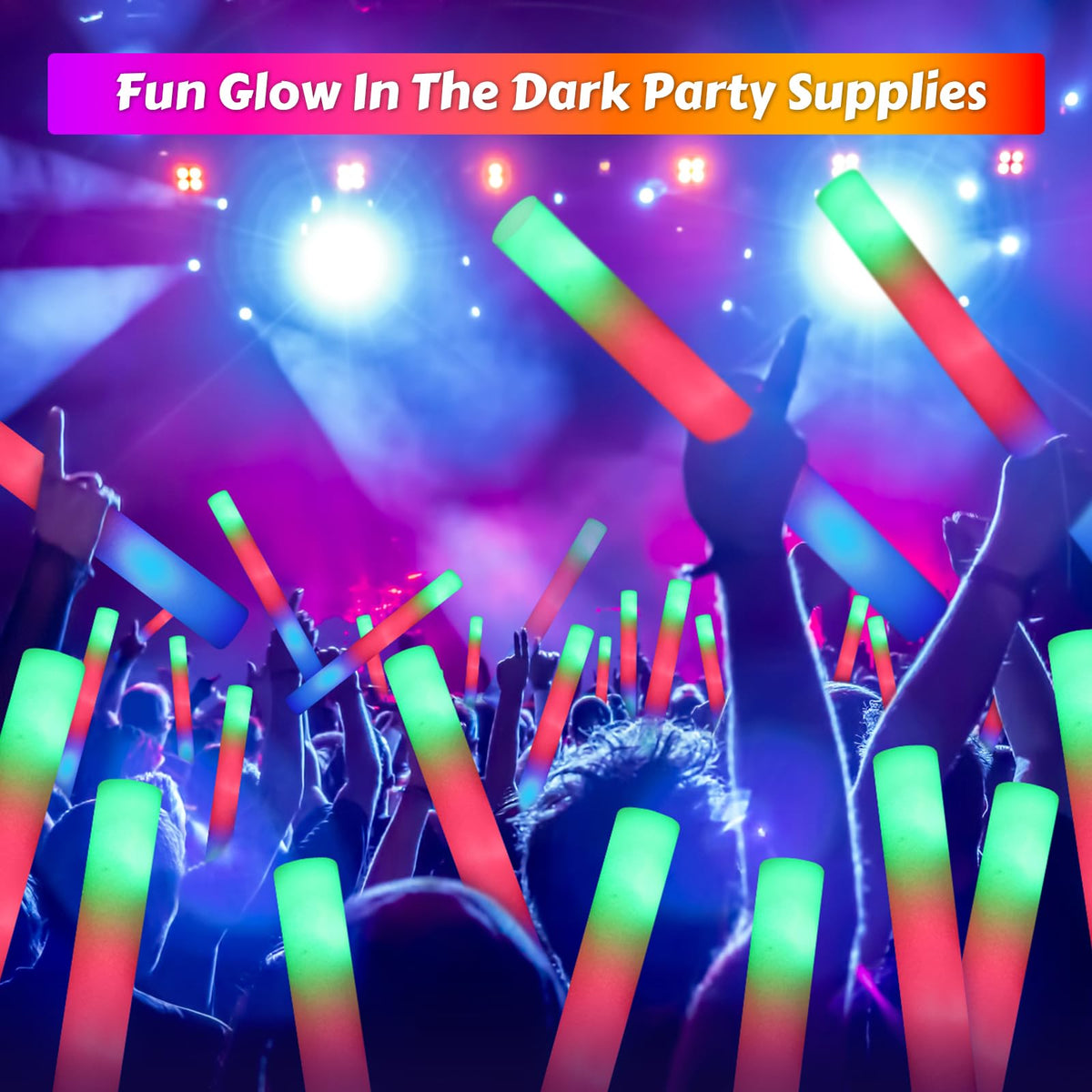 OLUPP foam glow sticks showcasing three modes enable dynamic lighting at events.