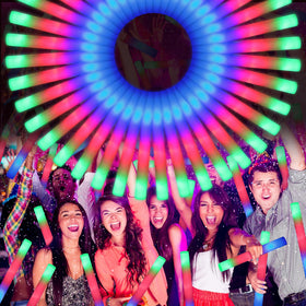 OLUPP LED foam glow sticks bulk offer multi-color lighting for a vibrant party ambiance.