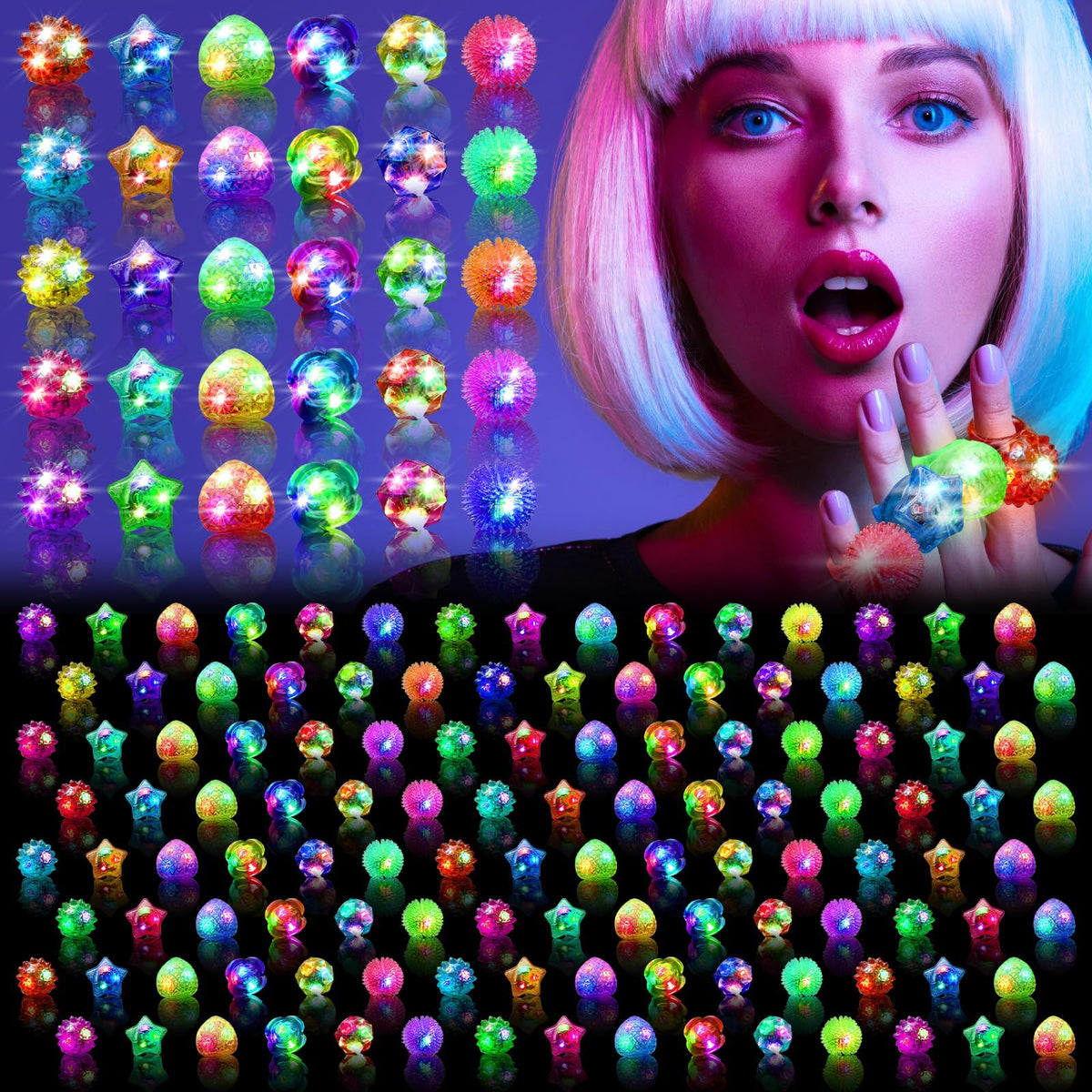 OLUPP light-up rings in six styles for parties and celebrations
