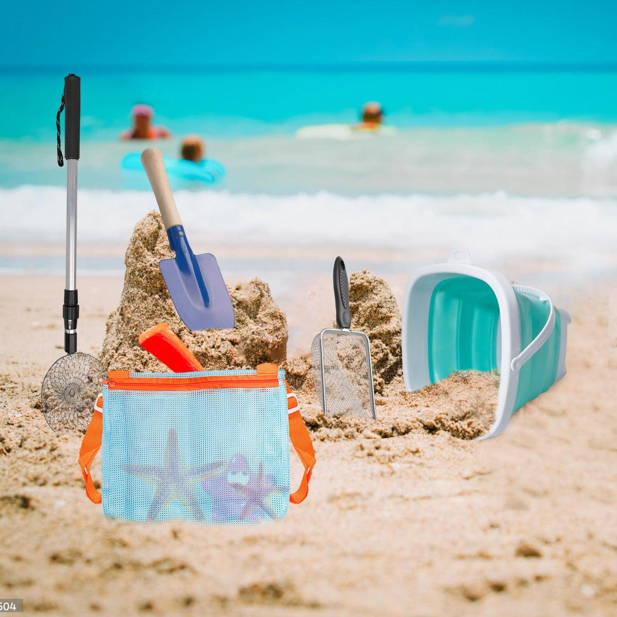 Olutacot shell-collecting kit supporting family-friendly beach discoveries.