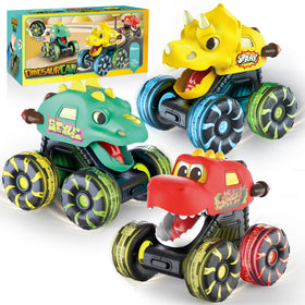 OMAKCOO Tyrannosaurus monster truck with LED wheels for bright play in dim rooms