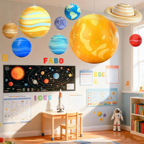 Ceiling hanging display of OMKSIH solar system for immersive space decor