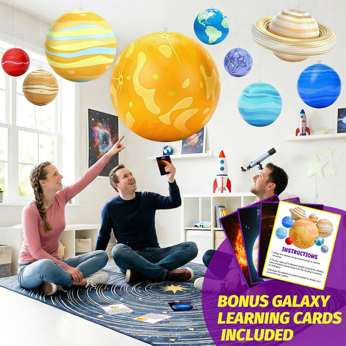 LED-lit OMKSIH planets with remote color options for learning space decor