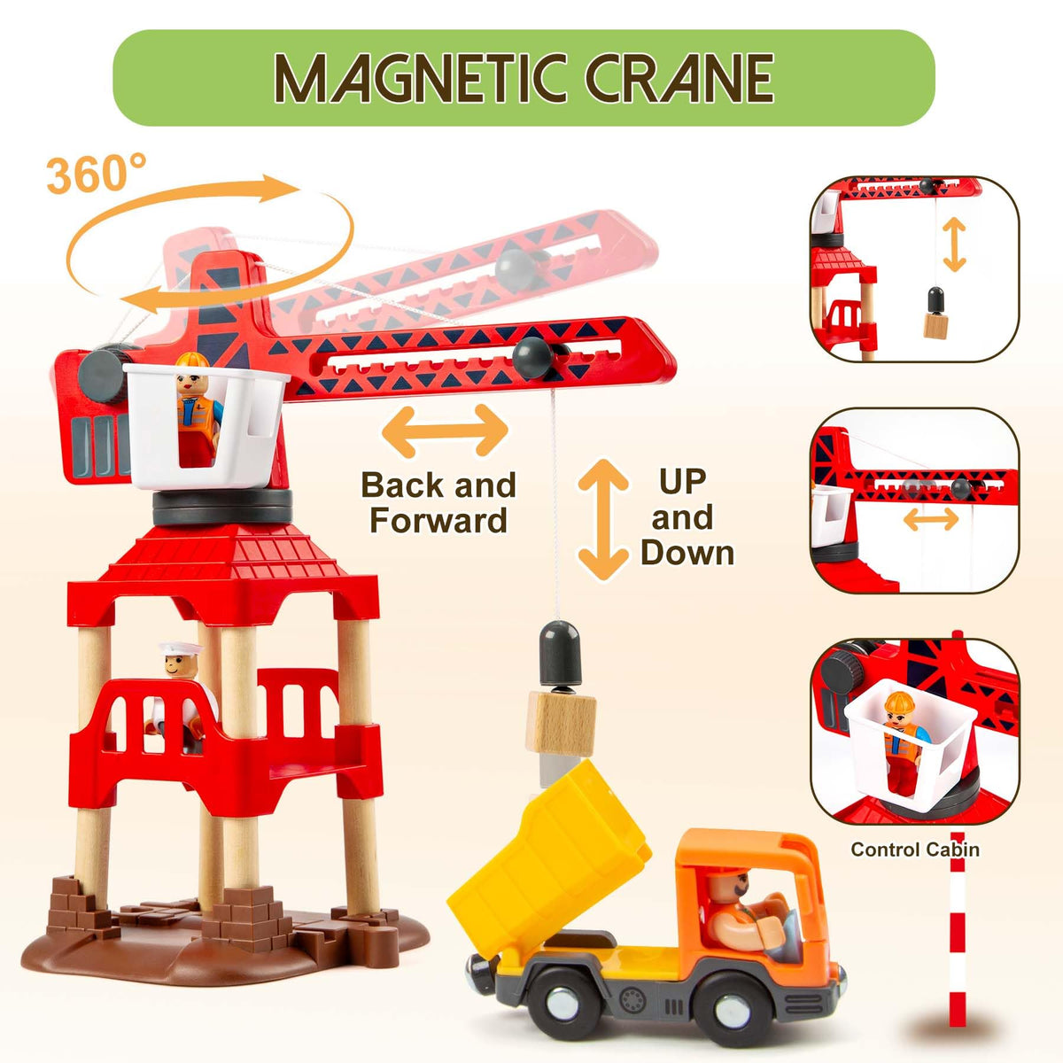OMYbaby magnetic crane in action lifting and loading for hands-on problem solving.