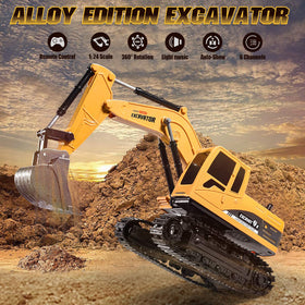 Onadrive construction excavator toy side view highlights sturdy build for outdoor play