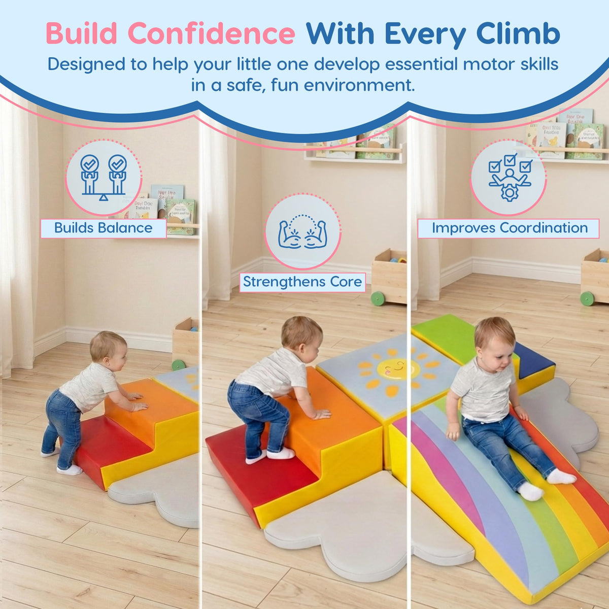 Once Upon a Cloud non-slip bottom detail emphasizes stable play on any surface.