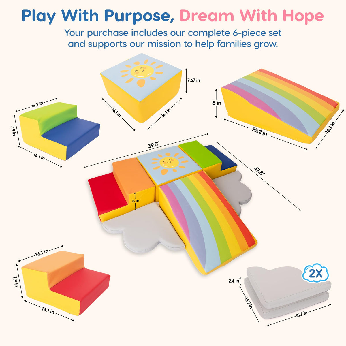 Once Upon a Cloud rainbow slide showcases engaging motion for active toddlers.