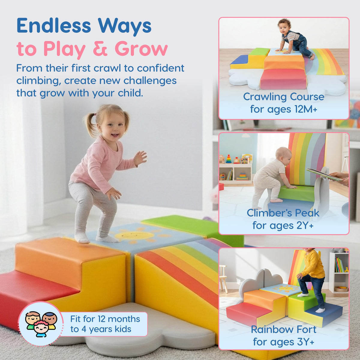 Once Upon a Cloud complete set displayed for immersive indoor climbing adventures.