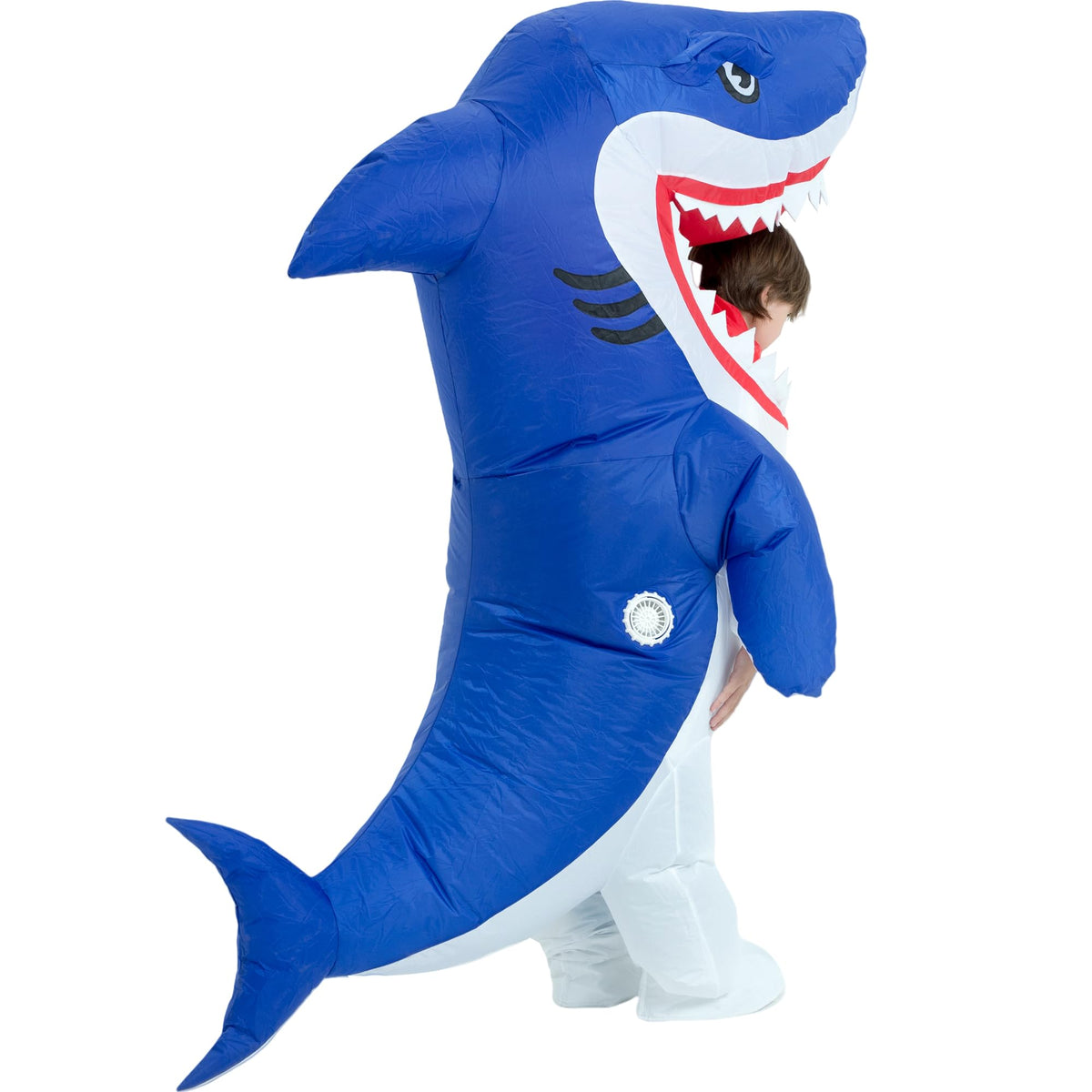 One Casa Blow Up Shark Costume battery pocket keeps power secure