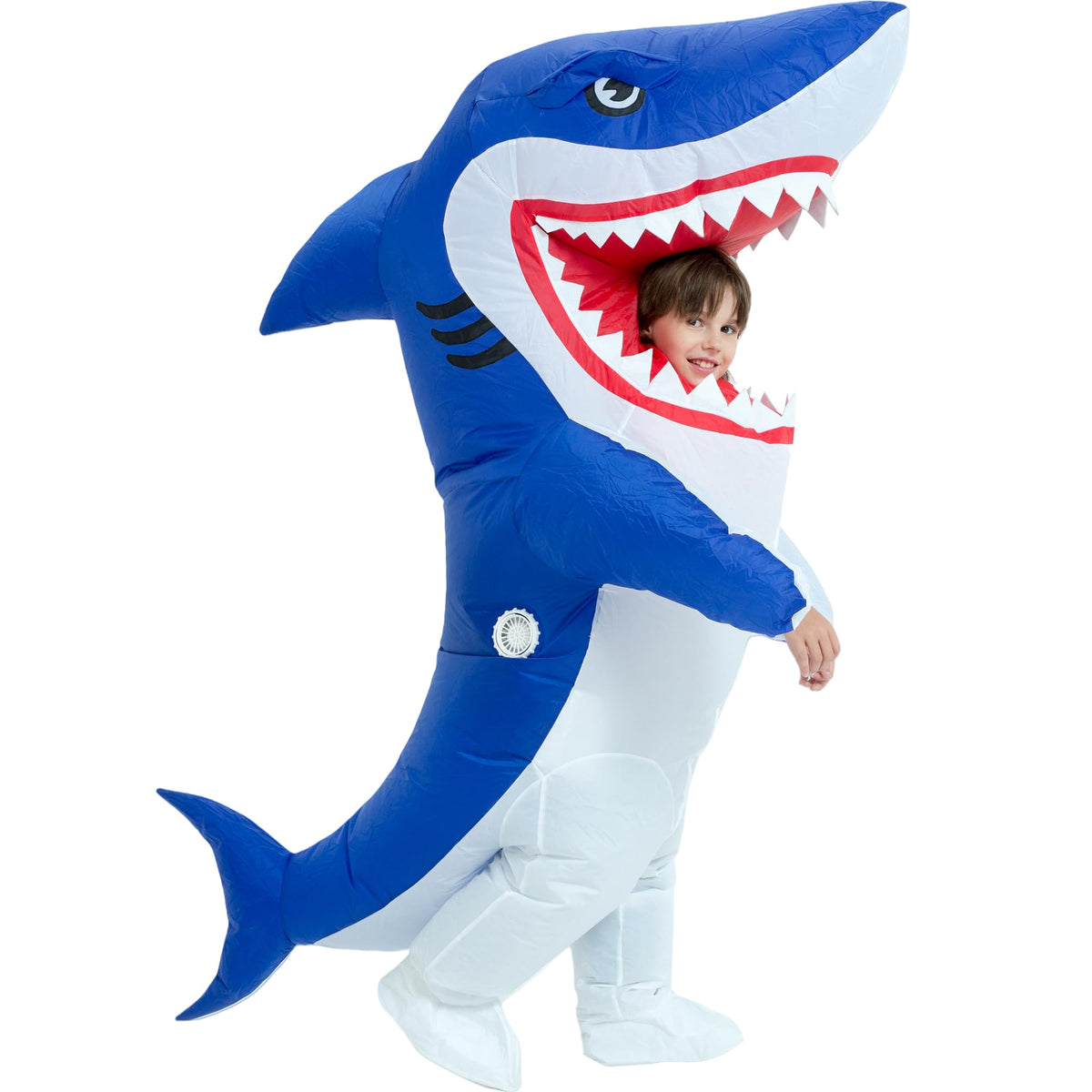 One Casa Blow Up Shark Costume front view for kids' inflatable fun