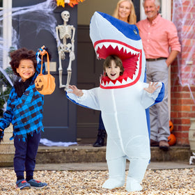 One Casa inflatable shark costume worn by a child for fun at a party