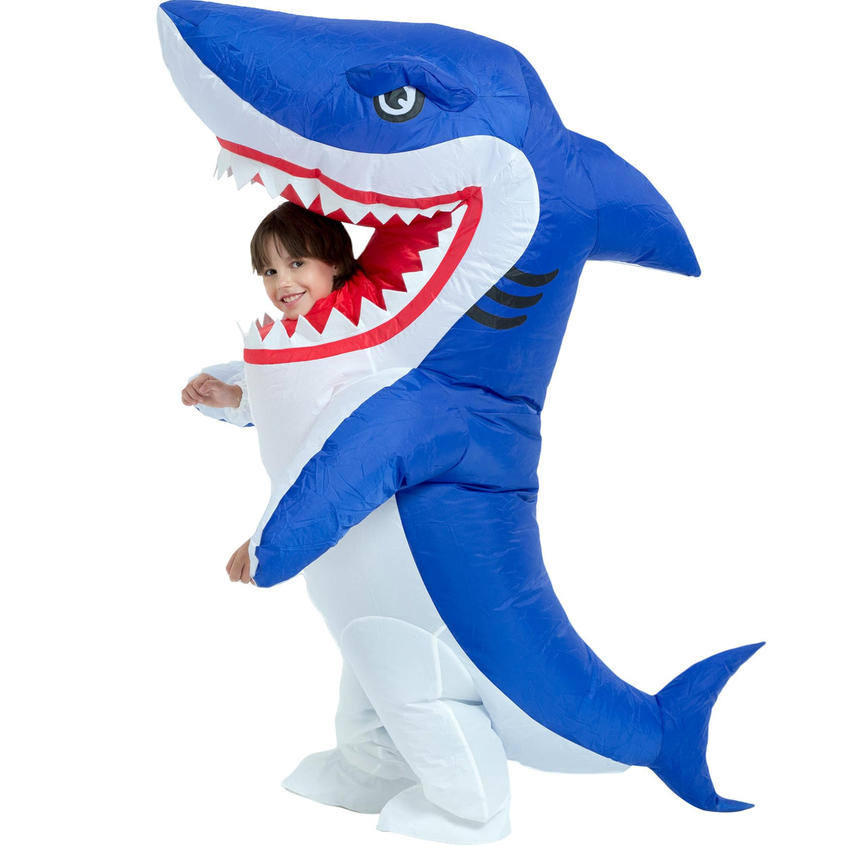 One Casa inflatable shark costume includes air pump for easy setup
