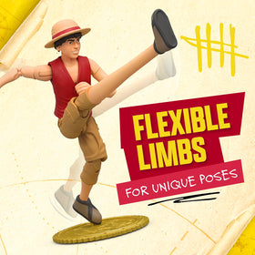 One Piece Luffy 6in berry coin base provides stable, attractive display.