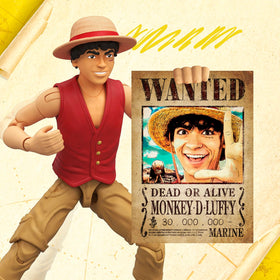 One Piece Luffy 6in display-ready figure stands securely on shelves.