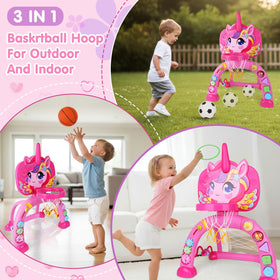 ONEANU basketball shooting toy supports motor skills with safe, soft visuals.