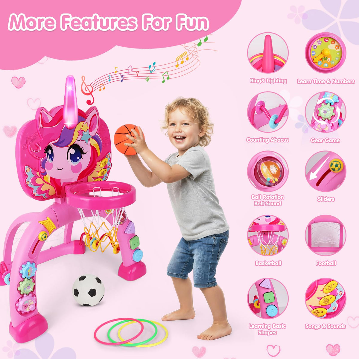 ONEANU ring toss game promotes hand-eye coordination in a fun, colorful way.
