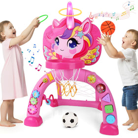 ONEANU toddler hoop assembly for quick, tool-free setup during indoor play sessions.