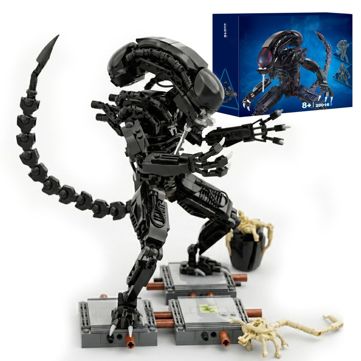 Onederbkk Xenomorph assembly base enables quick building and stable display.