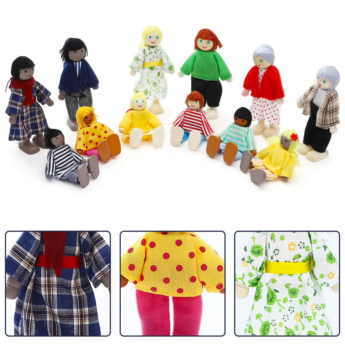 ONEST grandparents dolls in warm clothes for cozy family play scenes.