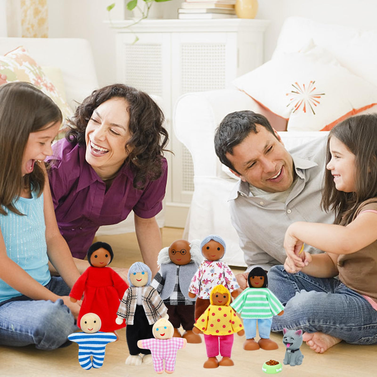 ONEST wooden dollhouse set bowl set completes pretend meals and rituals