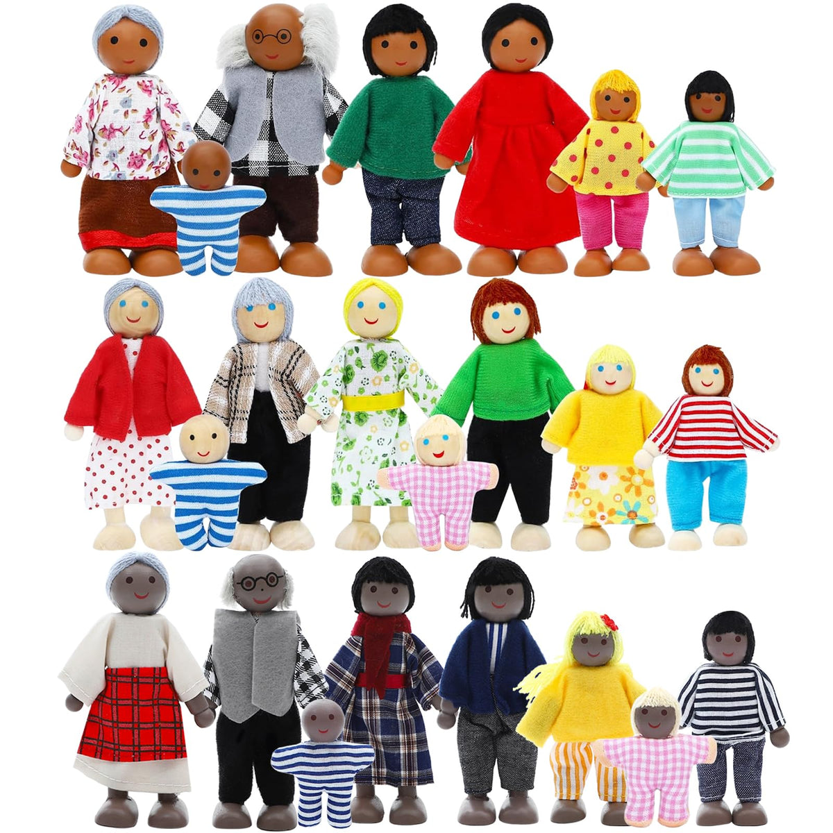 ONEST wooden dollhouse family setup for imaginative storytelling.