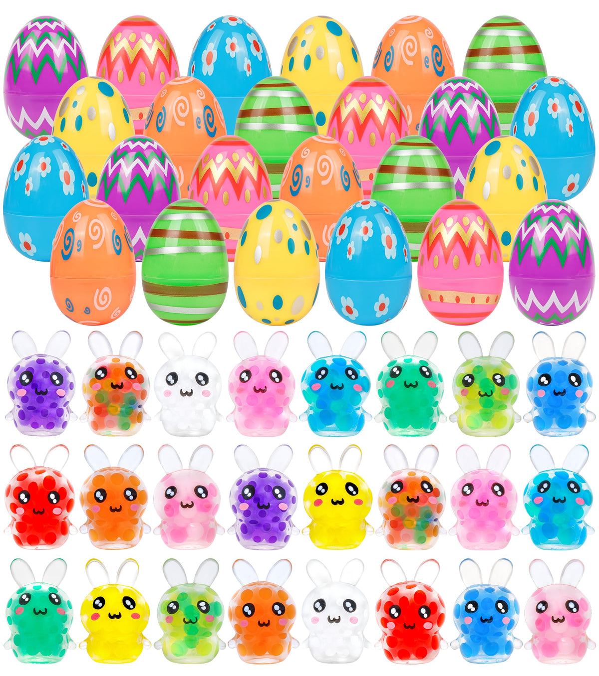 ONEVIVE Easter bunny squeeze ball inside an egg for festive egg hunts and sensory play.